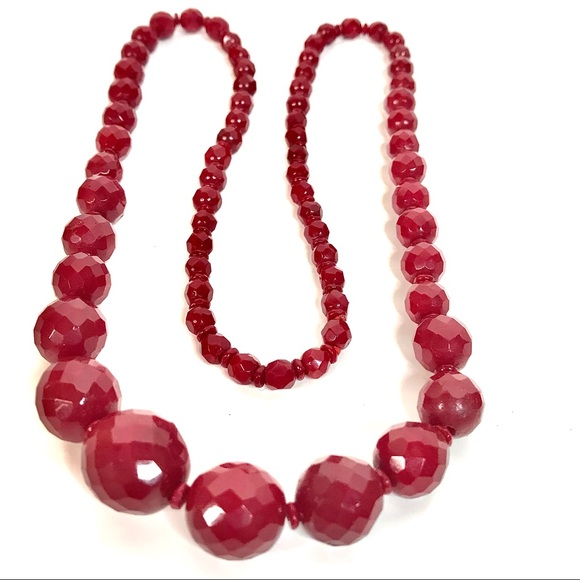 Long Vintage Beaded Necklace Faceted Glass Jewels - Picture 6 of 6